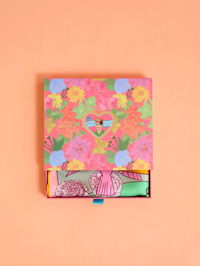 FRIDA x LOST PATTERN "House of Frida" Silk Bandana Scarf - Pink