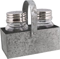 Galvanized Salt & Pepper Shaker with Caddy