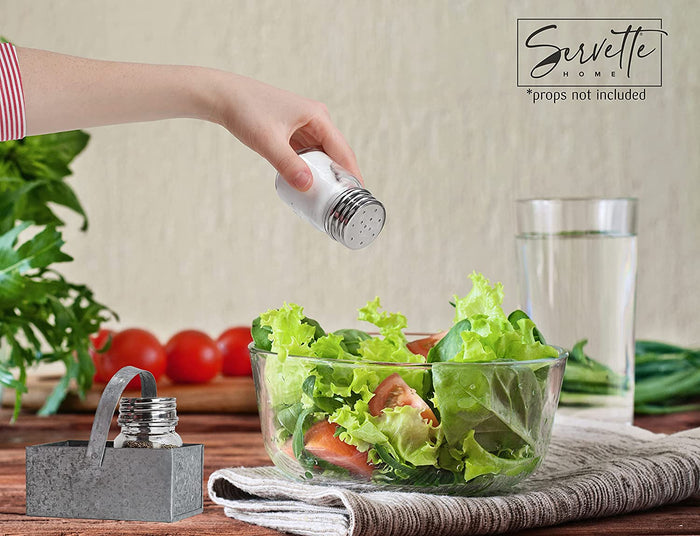 Galvanized Salt & Pepper Shaker with Caddy