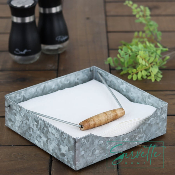 Galvanized Utensil Holder & Galvanized Salt & Pepper Shaker with Caddy & Galvanized Metal Napkin Holder & Galvanized Egg Carrier