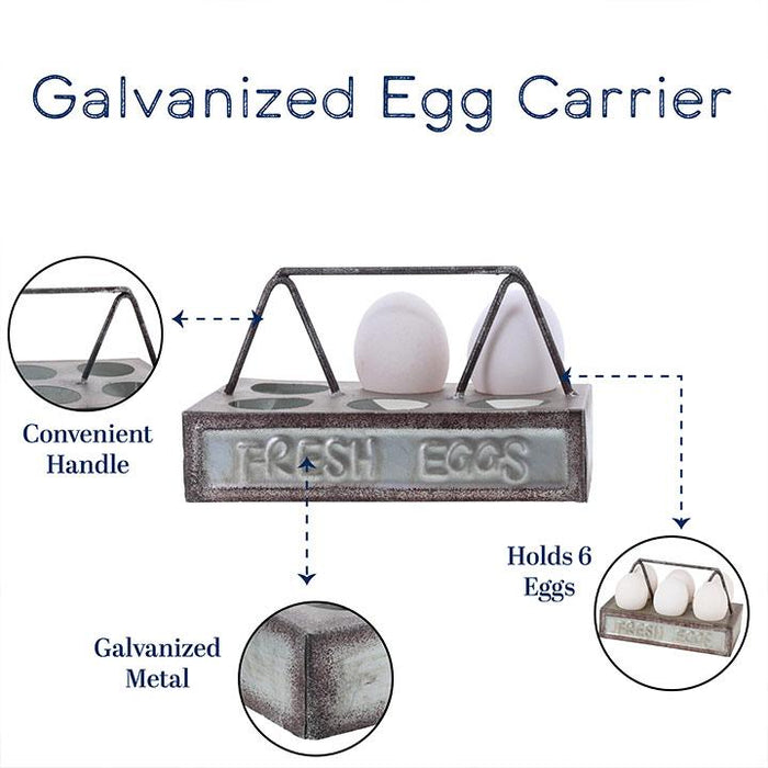 Galvanized Utensil Holder & Galvanized Salt & Pepper Shaker with Caddy & Galvanized Metal Napkin Holder & Galvanized Egg Carrier