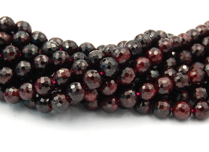 Garnet Beads, 6mm (A grade) faceted round beads  -15 inch strand