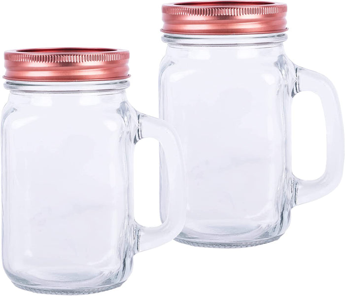 Glass Mason Jar with Copper Lid - Set of 2