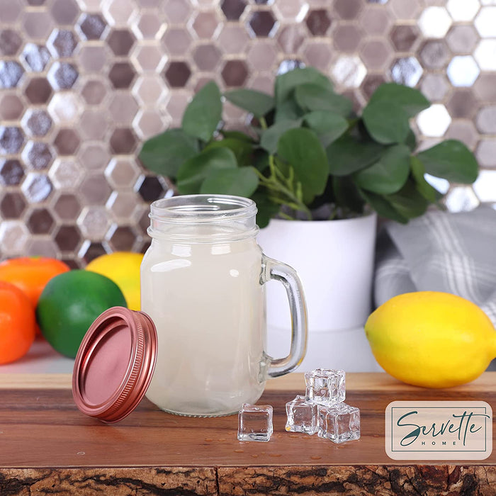 Glass Mason Jar with Copper Lid - Set of 2