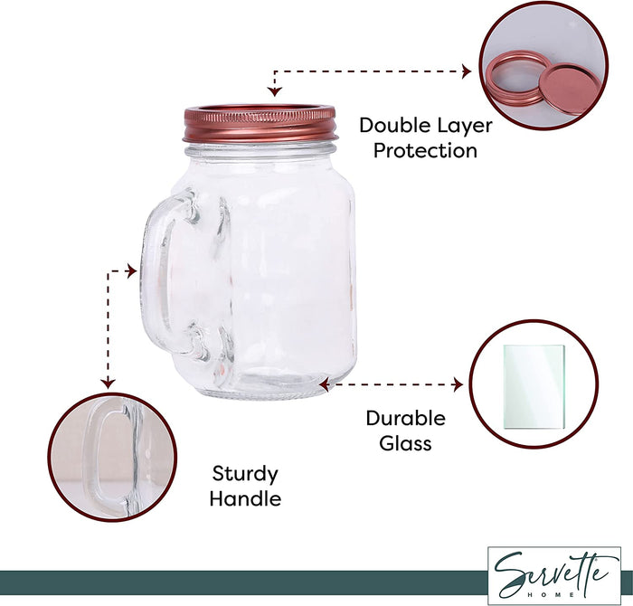 Glass Mason Jar with Copper Lid - Set of 2