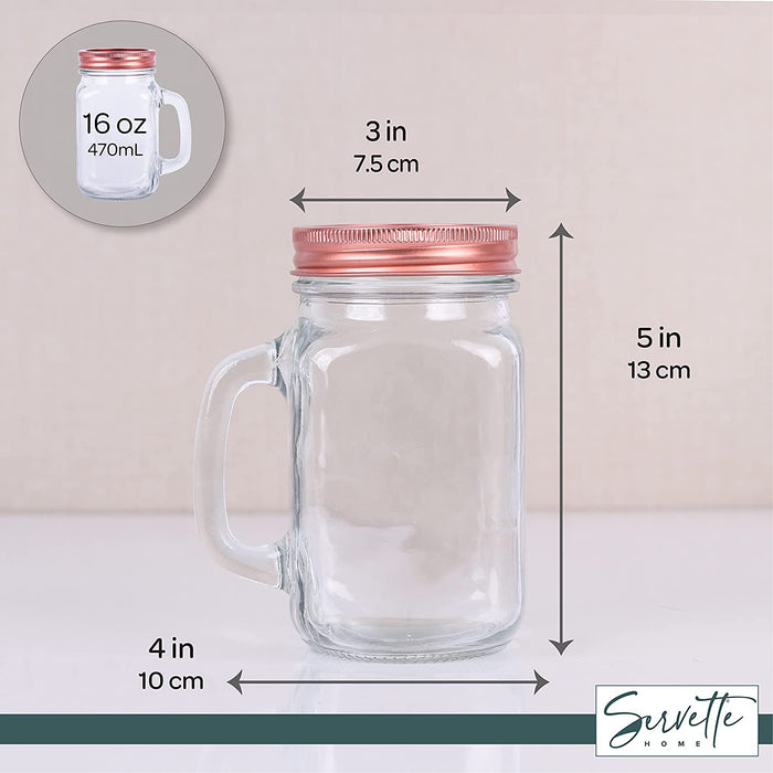 Glass Mason Jar with Copper Lid - Set of 2