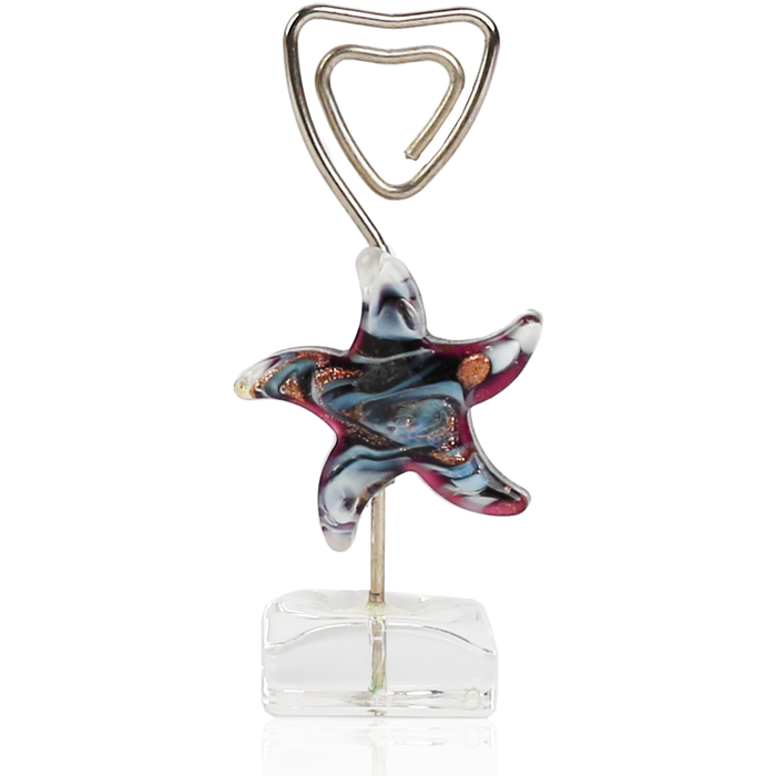Glass Starfish Placecard Holder - Black