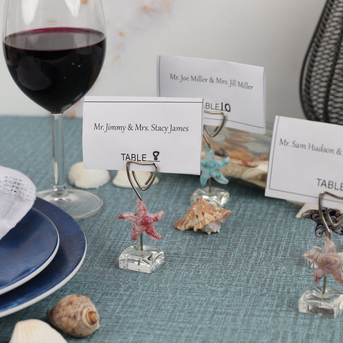 Glass Starfish Placecard Holder - Black