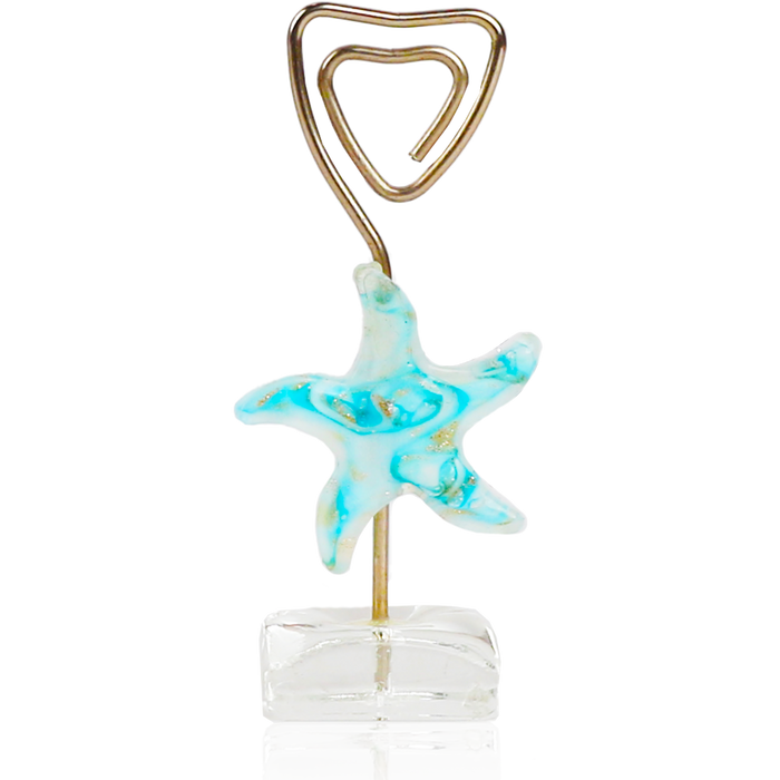 Glass Starfish Placecard Holder - Blue
