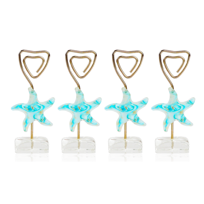 Glass Starfish Placecard Holder - Blue