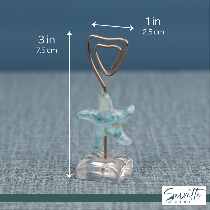 Glass Starfish Placecard Holder - Blue