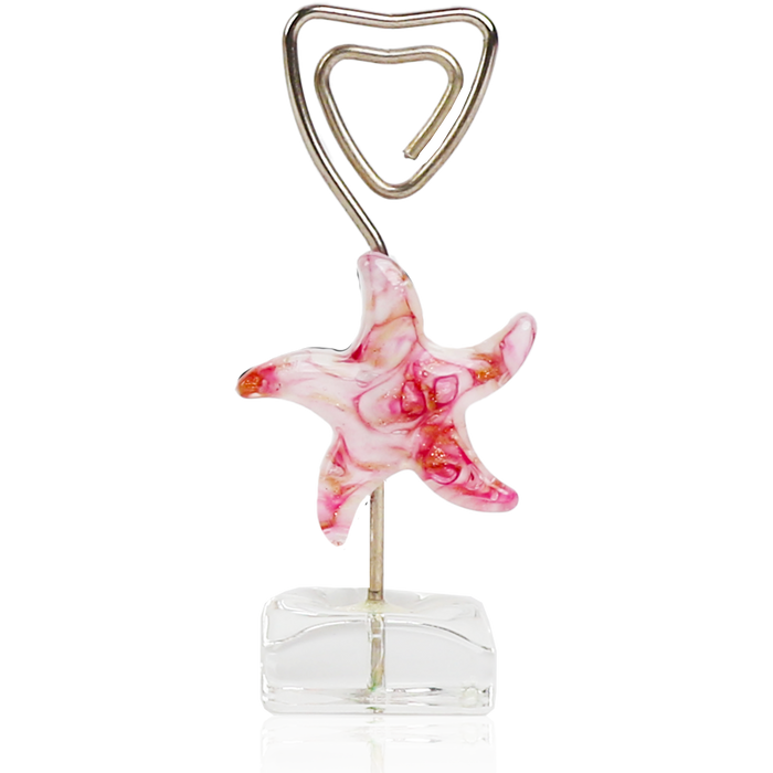Glass Starfish Placecard Holder - Pink