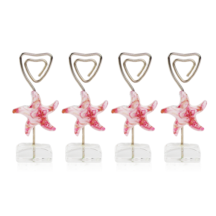 Glass Starfish Placecard Holder - Pink