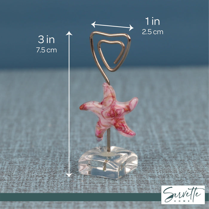 Glass Starfish Placecard Holder - Pink
