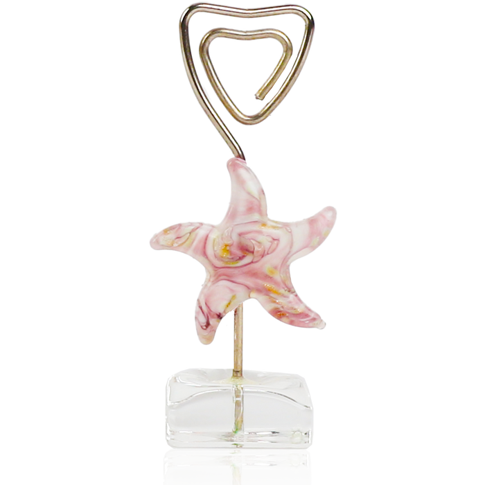 Glass Starfish Placecard Holder - Purple