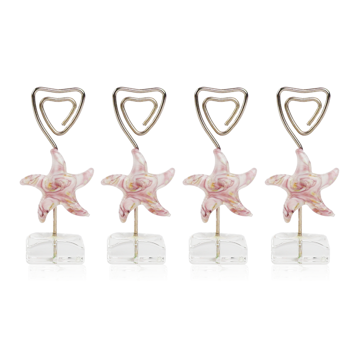 Glass Starfish Placecard Holder - Purple