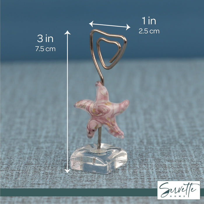 Glass Starfish Placecard Holder - Purple