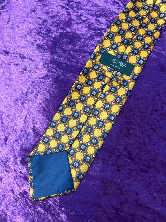 Gold and Blue Patterned Tie