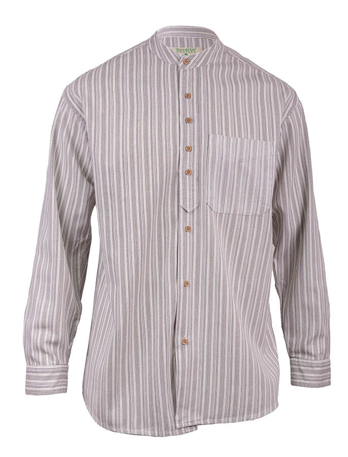 Grandfather Shirt - Grey Stripe