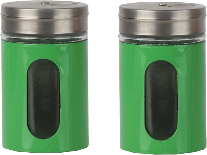 Green Retro Salt & Pepper Glass Jar Shakers