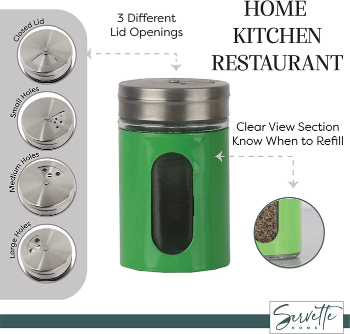 Green Retro Salt & Pepper Glass Jar Shakers
