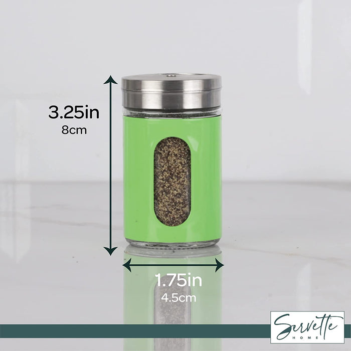 Green Retro Salt & Pepper Glass Jar Shakers