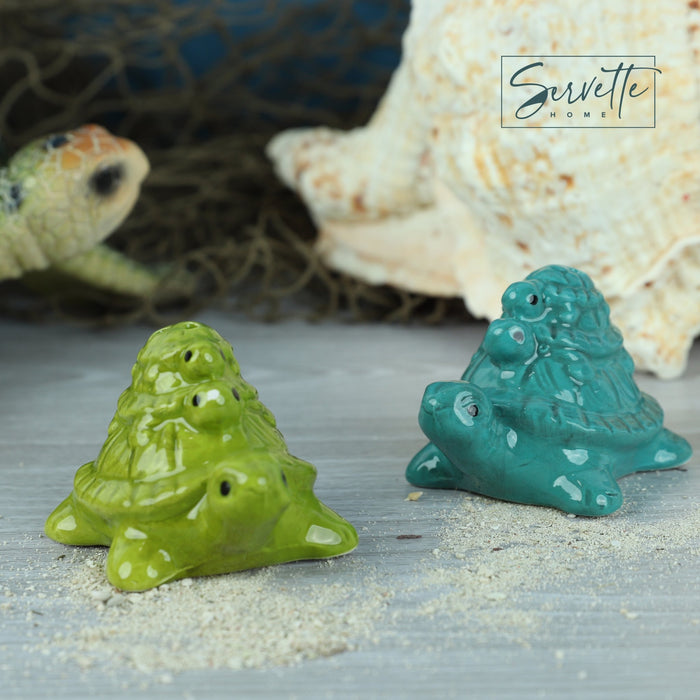 Green Turtle Tower Salt and Pepper Shakers