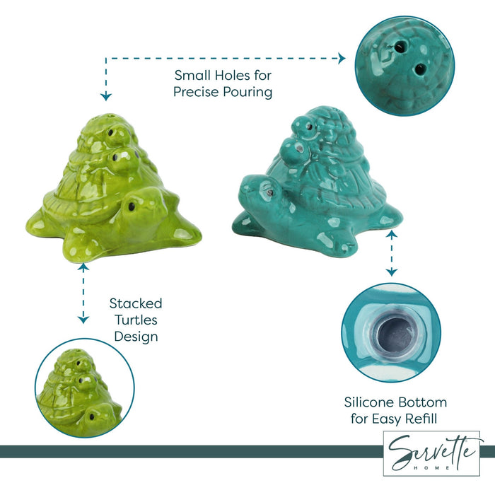 Green Turtle Tower Salt and Pepper Shakers