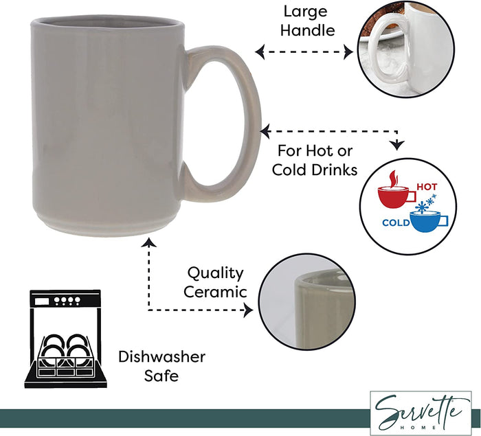 Grey Ceramic Coffee Mugs | Set of 3