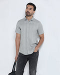 Grey Half Sleeve Textured Shirt - Lambo