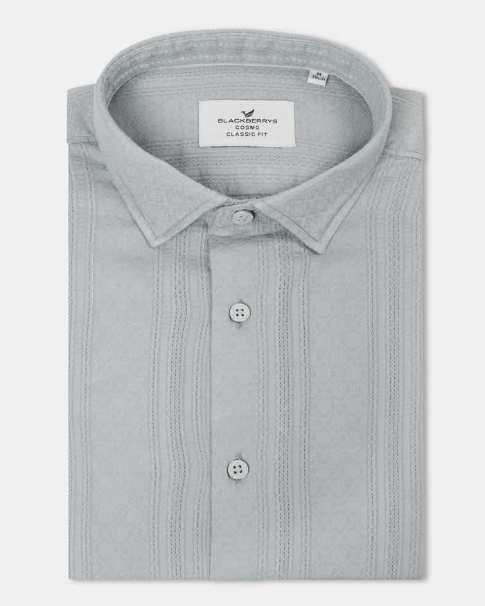 Grey Half Sleeve Textured Shirt - Lambo