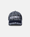 GRID CAP DARK BLUE - dark blue plaid cap, front view - Cold Culture