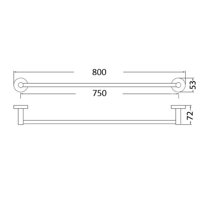 Cesena 600 Brushed Nickel Single Towel Rail - Acqua Bathrooms
