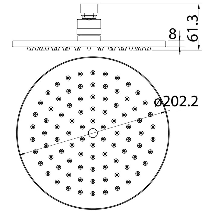 Cesena Brushed Nickel 200mm Shower Head - Acqua Bathrooms