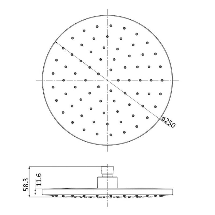 Cesena Hali Matte Black 250mm Shower Head - Acqua Bathrooms