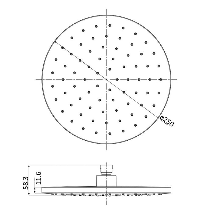 Cesena Hali Matte Black 250mm Shower Head - Acqua Bathrooms
