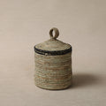 Hand made basket with leather trim