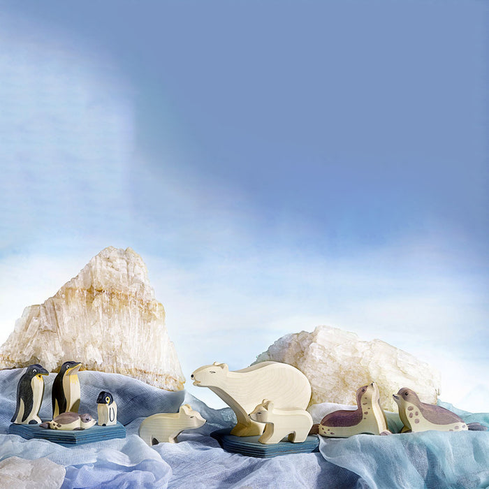 Handcrafted Wooden Polar Bear Cub