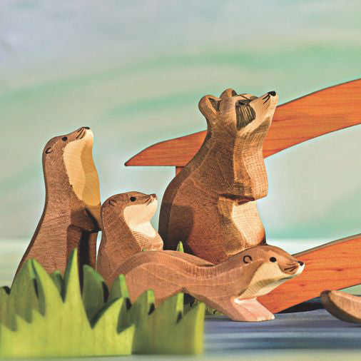 Handcrafted Wooden Small Swimming Sea Otter
