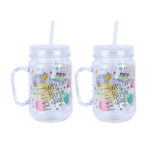Happy Birthday Mason Jar - Set of 2