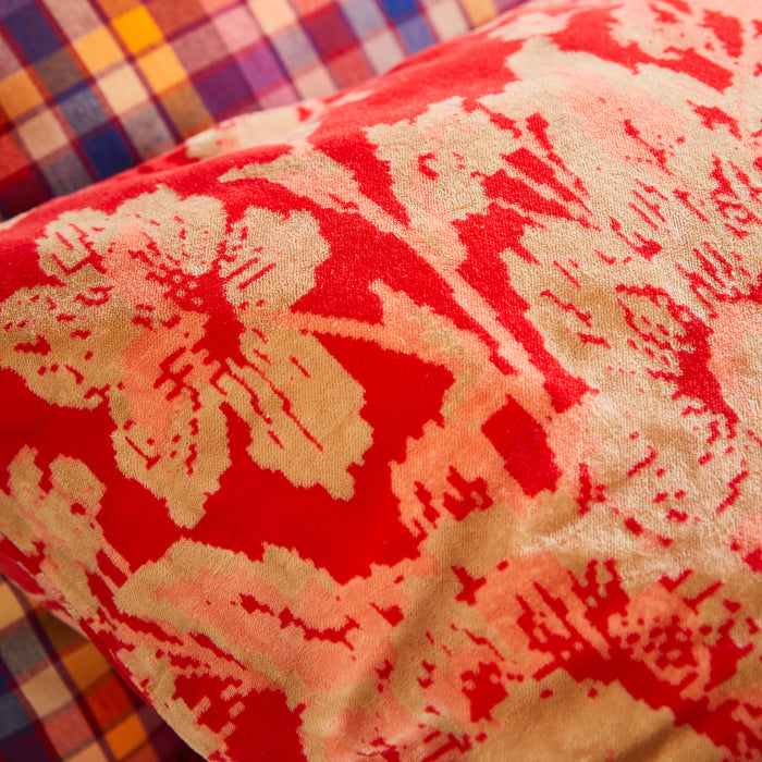 Hazel Velvet Pillowcase - Vermillion Standard