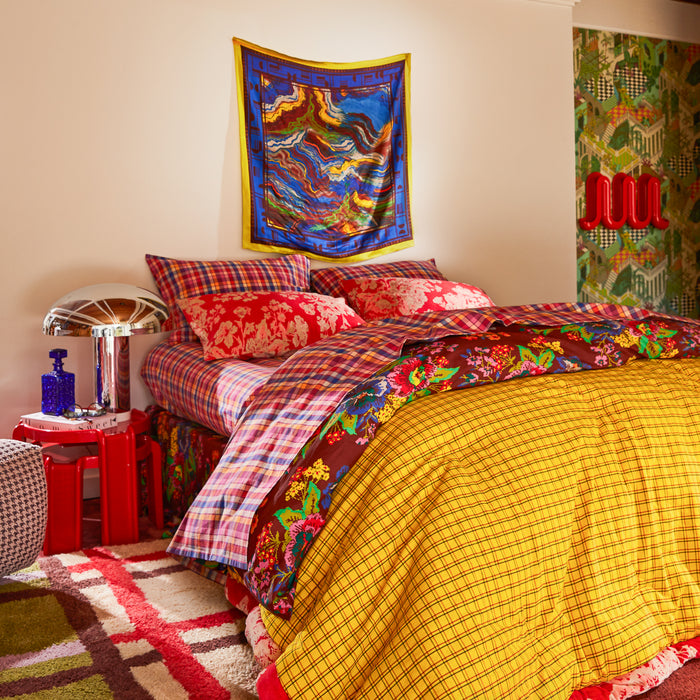 Hazel Velvet Pillowcase - Vermillion Standard