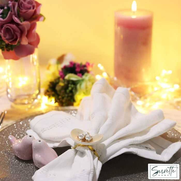 Heart Design Acrylic Pearl Napkin Ring - Set of 4