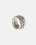 HEAVENLY RING - silver star patterned ring, front view - Cold Culture