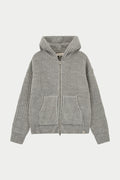 HEAVY RIB KNITTED ZIP THROUGH HOODIE - GREY MARL