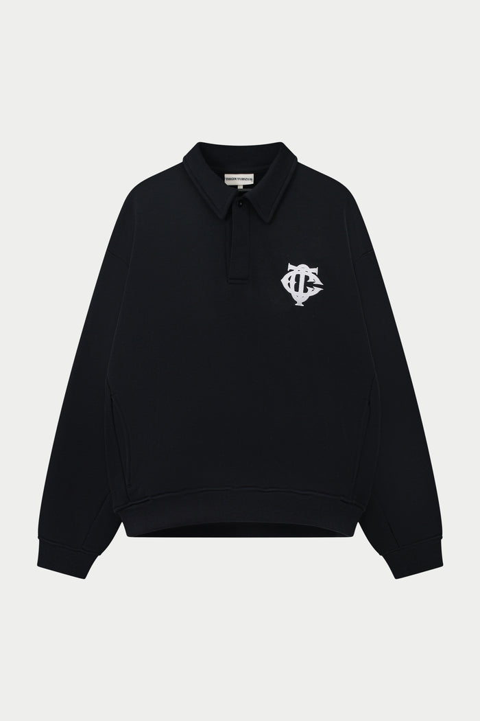 HEAVYWEIGHT MONOGRAM POLO - BLACK