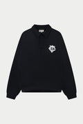 HEAVYWEIGHT MONOGRAM POLO - BLACK