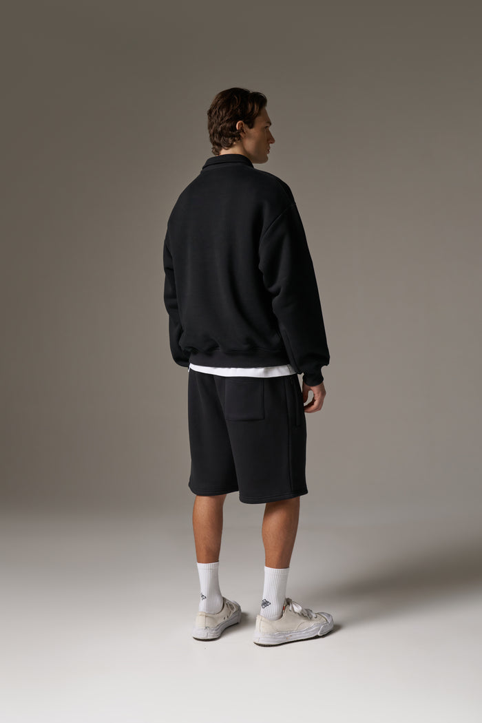HEAVYWEIGHT MONOGRAM POLO - BLACK