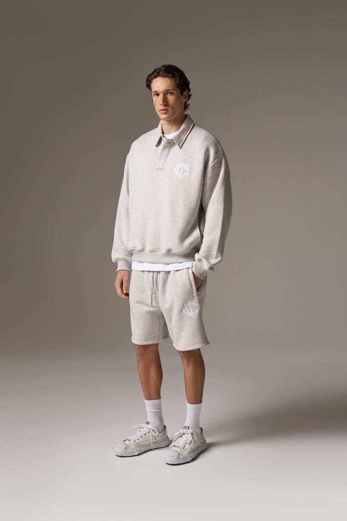 HEAVYWEIGHT MONOGRAM POLO - GREY MARL