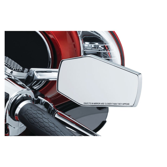 Hex Mirrors Satin Black: Wide, angular mirror heads offer excellent field of vision and are accented by smooth beveled edges